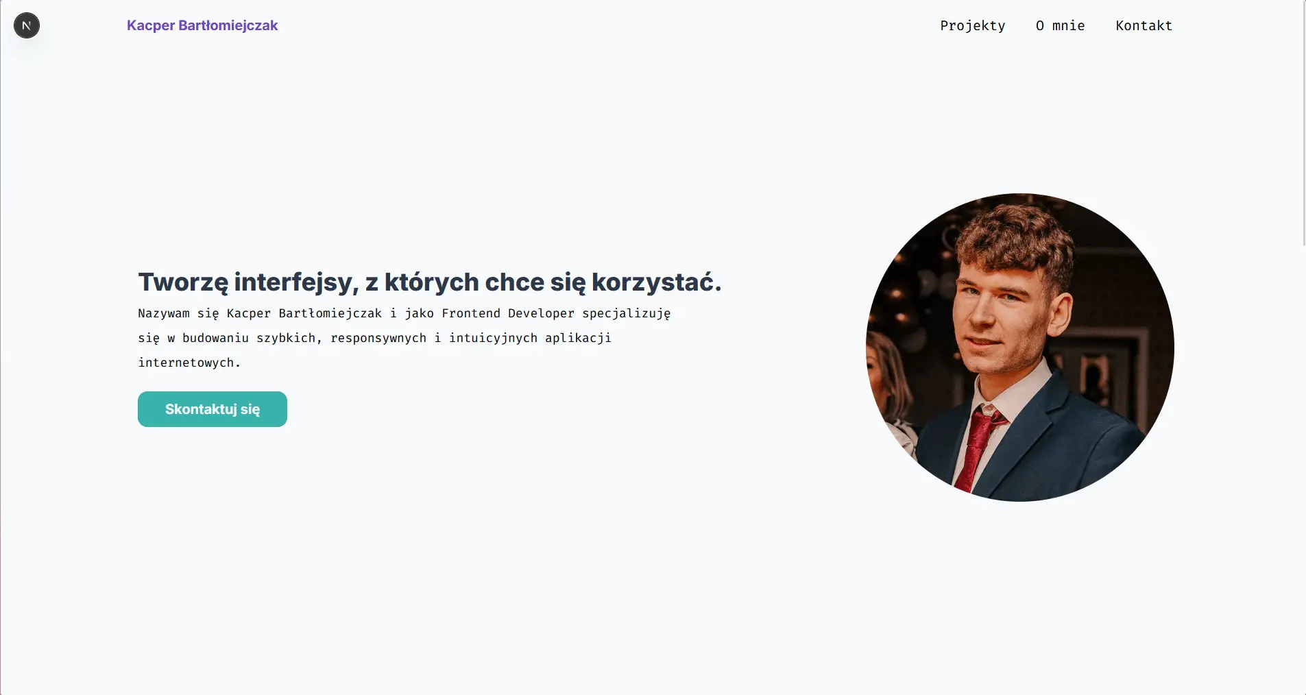 Zrzut ekranu projektu Portfolio